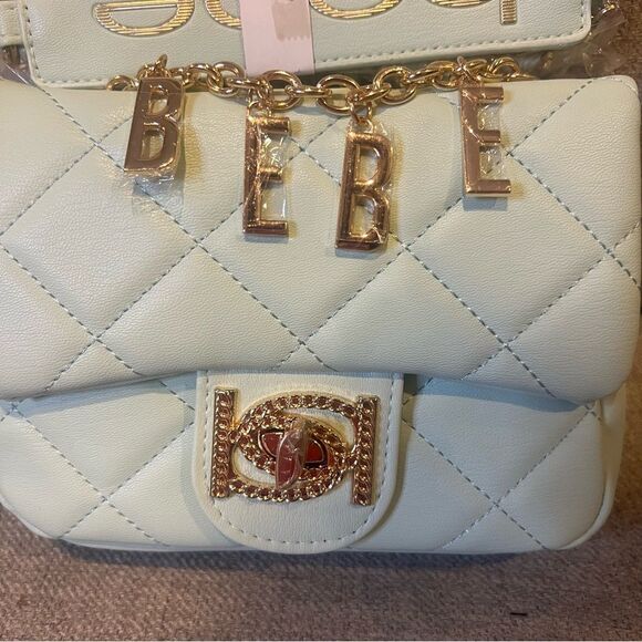 NWT Bebe Wyatt shoulder bag small shoulder bag in mint green with gold accents - Picture 11 of 15